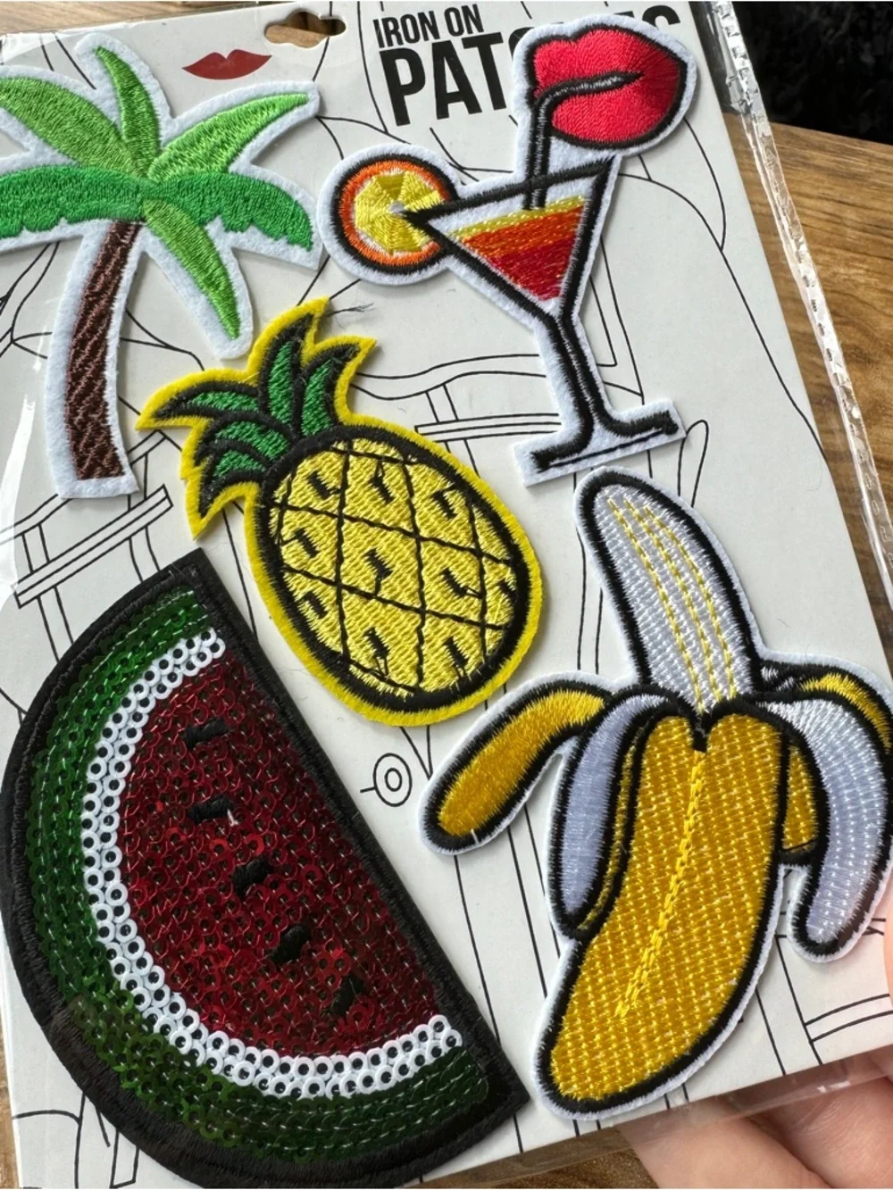 🖤5/$20 Yellow Taco & Tropical Iron-On Patch Set
